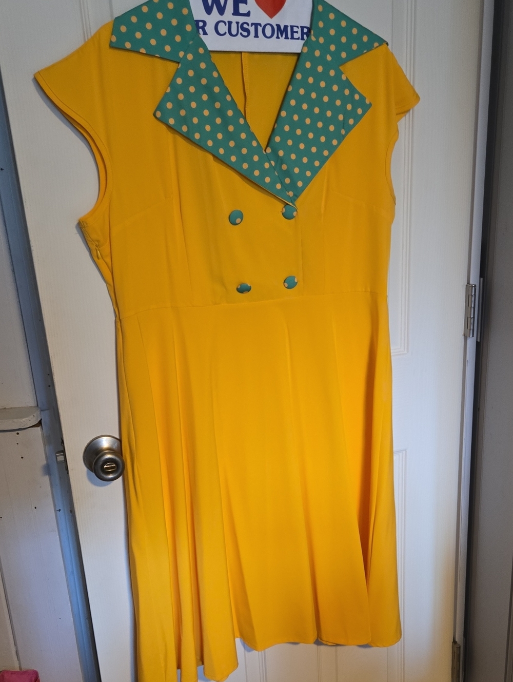 Yellow Polka Dot Collar Sleeveless Dress